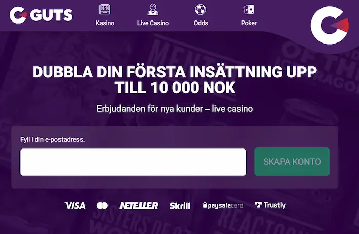 Guts Casino Sweden bonus